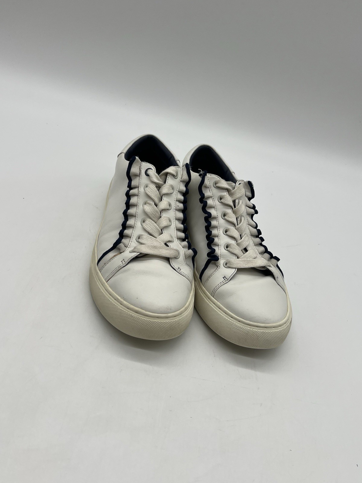 Tory Burch Sport Ruffles Women As 9.5M White Blue Leather Fashion Sneakers Shoes thumbnail 7