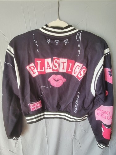 Flamingo NWT Bad Barbie Type Varsity Style Bomber Letterman Jacket Female Prints - Picture 8 of 13