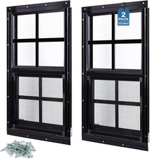 2 Pack Shed Windows 18"x27" Flush Mount Household Windows with Tempered Glass
