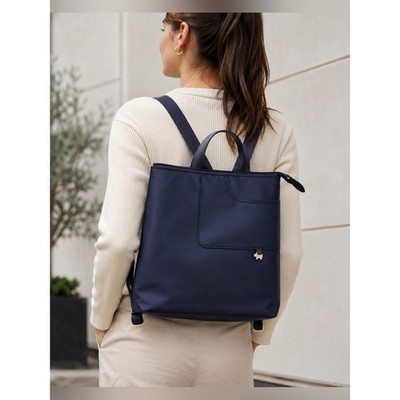 Radley London Convertible Backpack Tote Dark Navy Blue Nylon Travel Laptop Bag