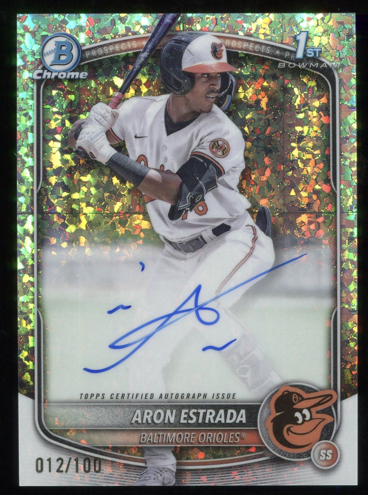 2025 Bowman #CPA-AES Aron Estrada Chrome Prospects Auto Mini Diamond #/100