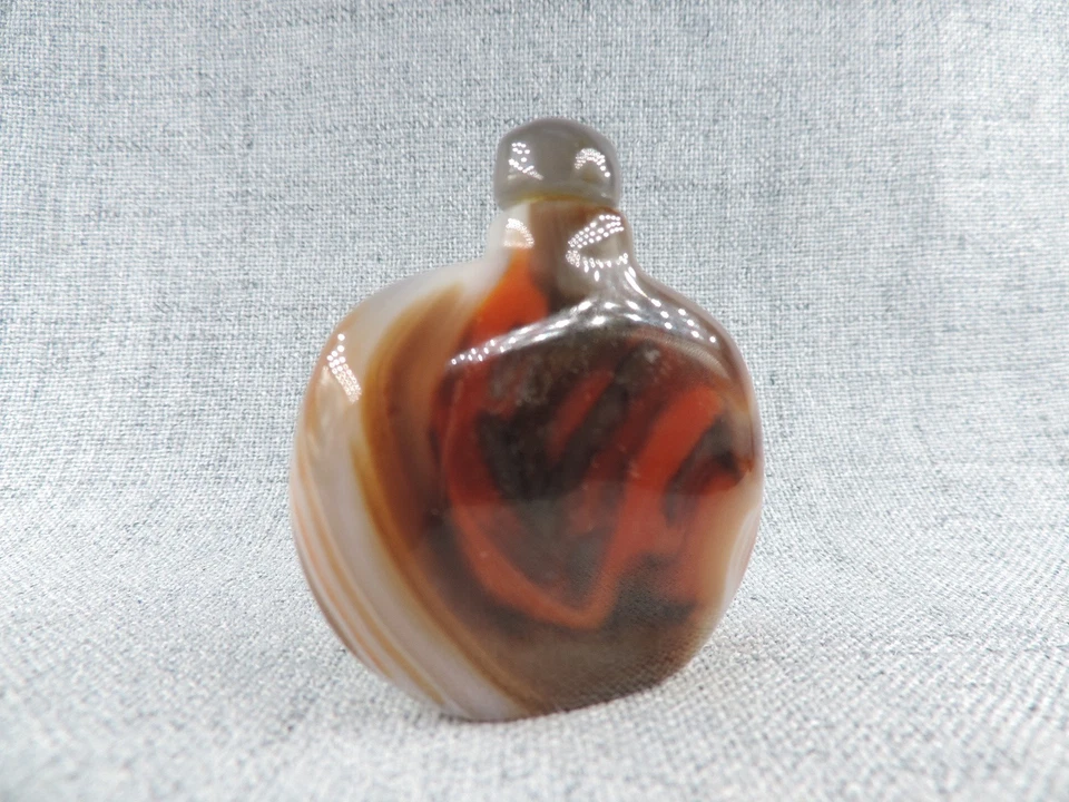 Botella de tabaco china tallada a mano de ágata natural A Foto 4 de 4