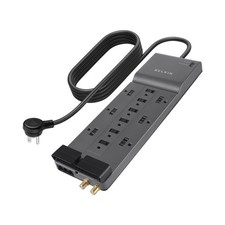 Belkin Surge Protector Power Strip w/ 12 AC Outlets  8ft Long Flat Plug