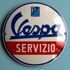 Vespa SERVIZIO PIAGGIO GENOVA insegna smaltata officina insegna smaltata 12 cm rotonda nuova