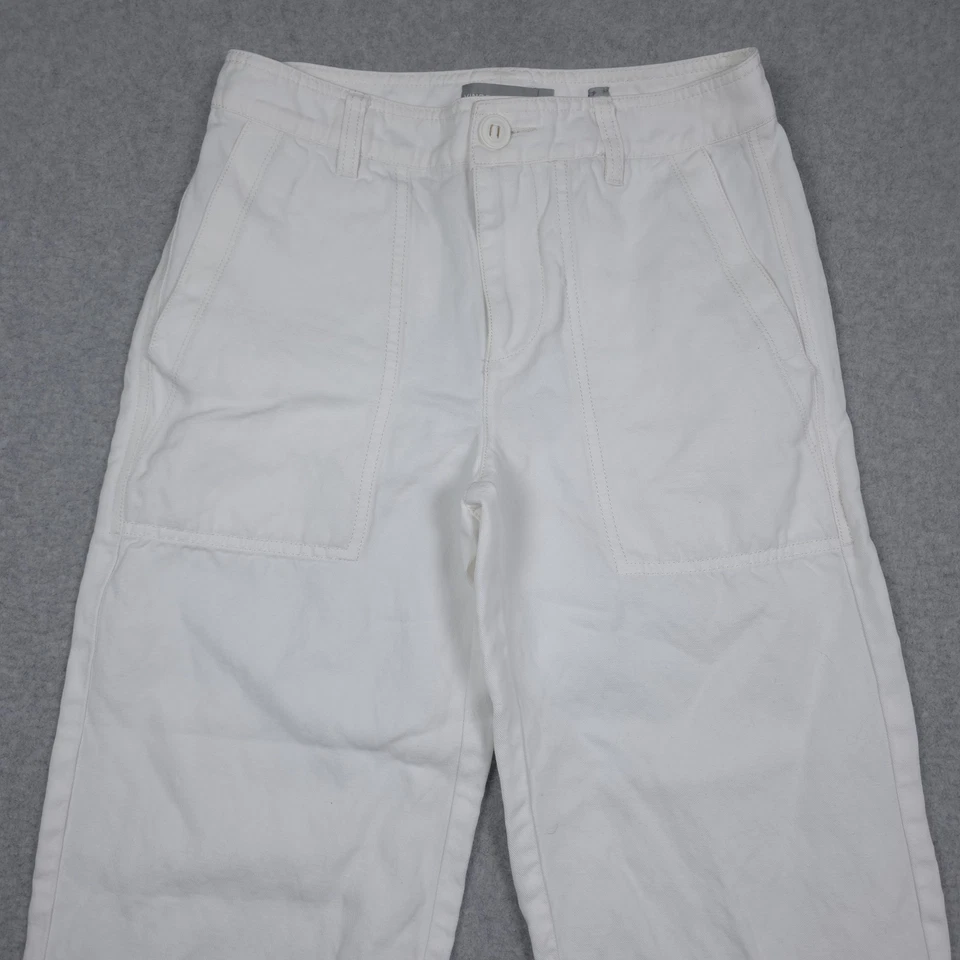 Pantalones Vince para mujer 2 blancos mezcla de lino pierna ancha costero preppy sarga informal Foto 2 de 4