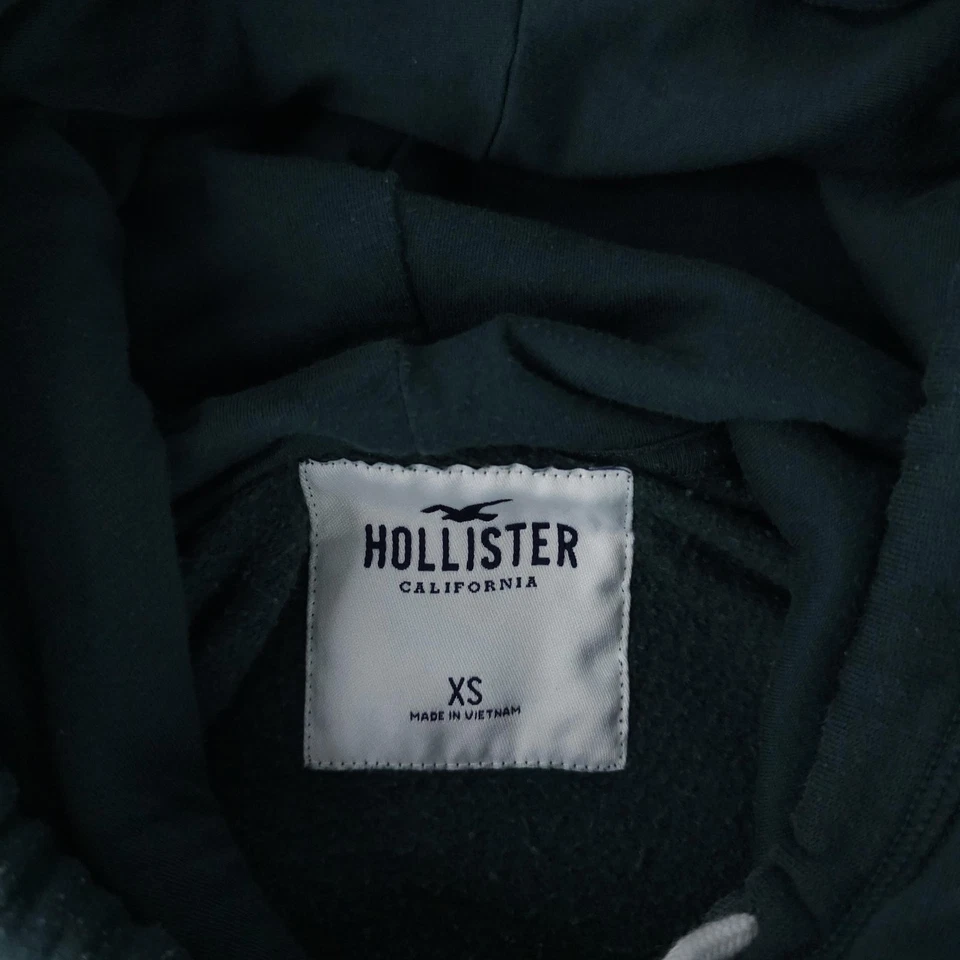 Hollister Sudadera con Capucha Para Hombres XS Verde Blanco Bloques de Color Pullover Deletrear Sudadera Foto 3 de 4