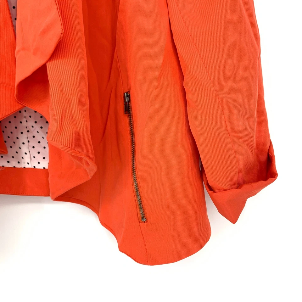 Blazer Cartonnier Talla Pequeña Coral Naranja Drapeado Manga con lengüeta enrollable Bolsillo con cremallera Foto 4 de 4