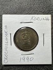 1990 Czechoslovakia 1 Koruna Woman Planting. Non Magnetic. KM 50