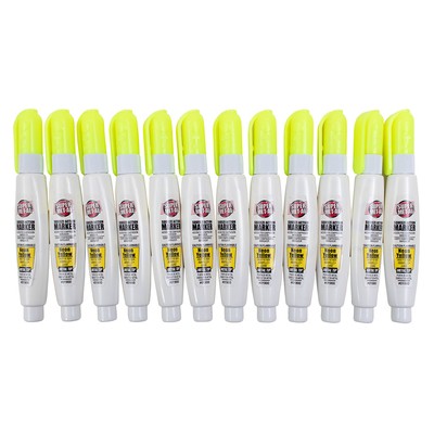 12 Pc Neon Yellow Super Met-Al Fine Tip Pump Paint Marker Pens Industrial Auto