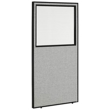 36-1/4"W x 72"H Office Partition Panel with Partial Window Gray
