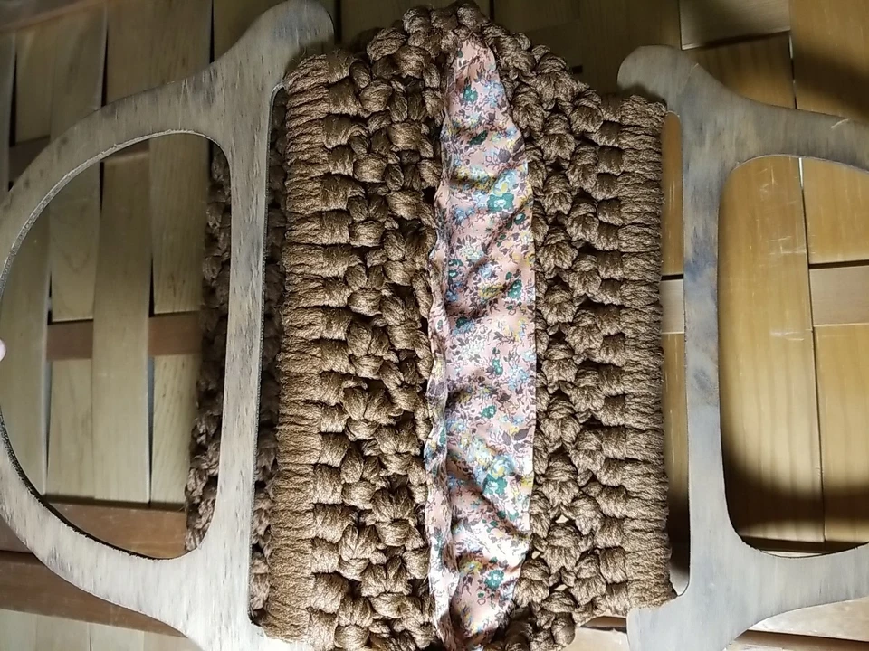 Cartera hippie boho marrón cacao cuentas macramé de colección Foto 3 de 4