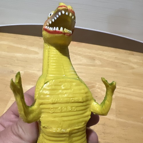 Vintage 1985 Imperial Hartplastik Dinosaurier Spielzeug T-Rex 8" grün gelb - Bild 7 von 11