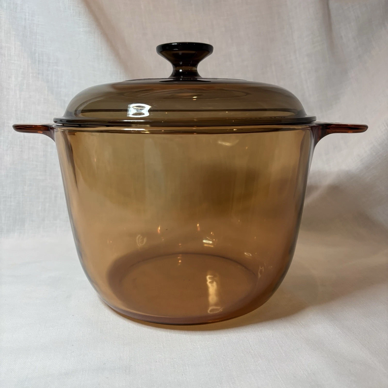 Vintage Corning Ware Vision 3.5L Dutch Oven Cooking Stock Pot w/ Lid Amber Glass
