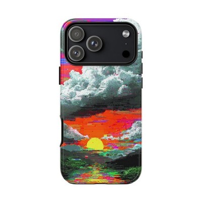 Phone Ink - iPhone/Galaxy/Pixel - Tough Case - Glitch Sunset Stormy Sky Clouds