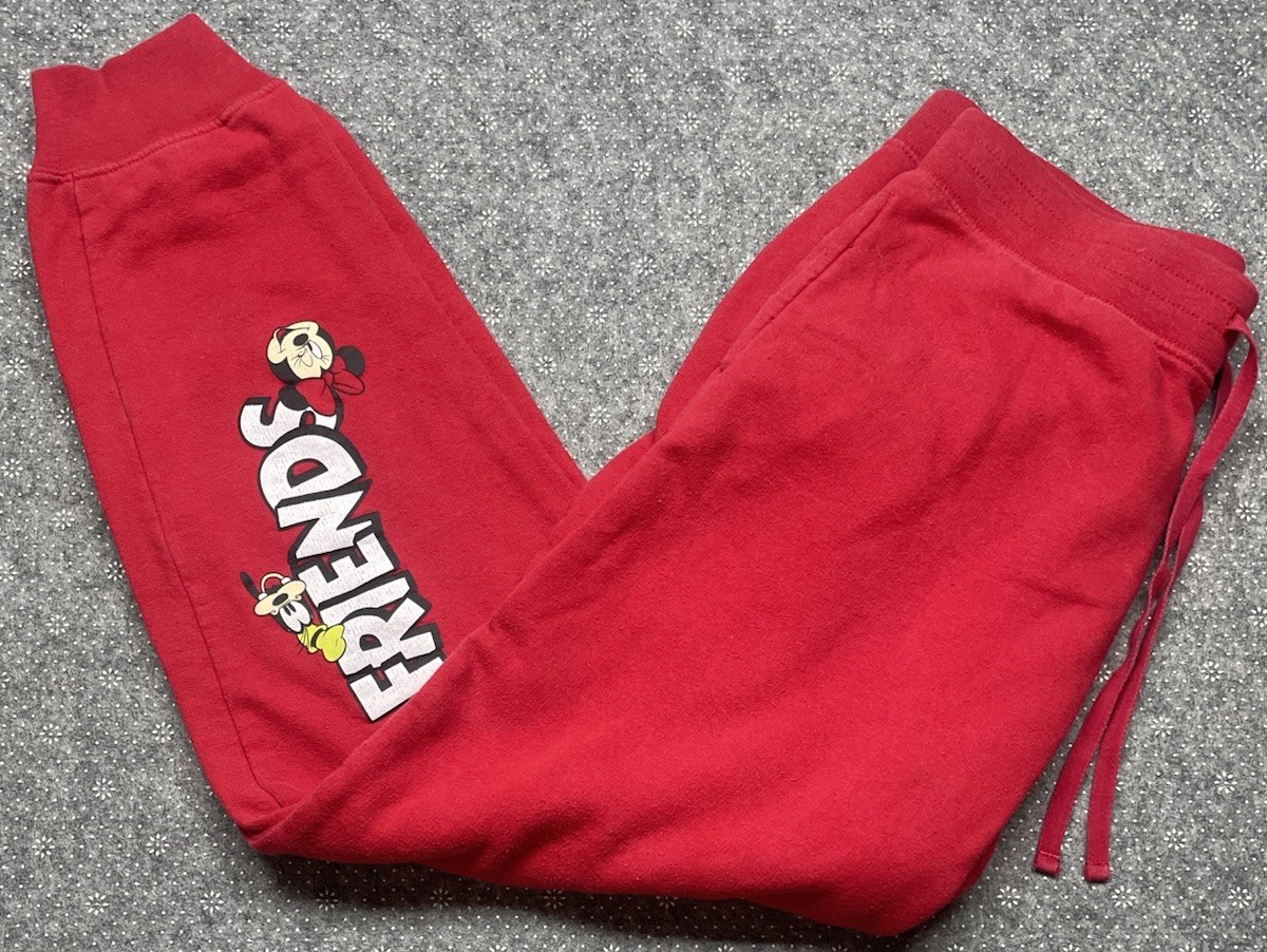 Disney Pants Juniors Unisex Red Sweatpants Mickey Mouse & Friends Jogger JD AP image 2