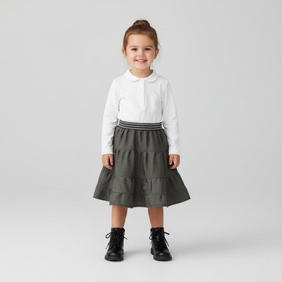 Skirt 100% Wool Girls 2/3 Maxi Gray Ruffle Tiered Preppy Mom and Pop's Kids