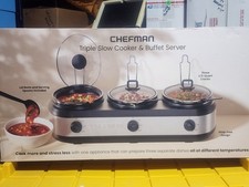 Chefman Stainless Steel Triple Slow Cooker Buffet Server