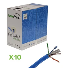 CAT6 1000FT UTP Cable Solid 23AWG Blue Ethernet LAN Bulk Wire CAT6 RJ45 10-pack