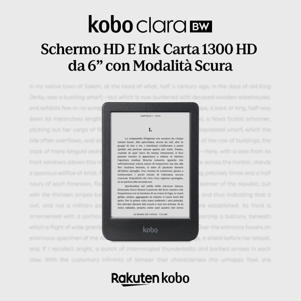 Kobo Clara BW eReader 6" HD E-Ink Carta | Waterproof | Audiobooks | Nero - Immagine 3 di 4