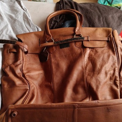 Braune Leder Reisetasche/Weekender Weichgepäck ohne Rollen Unisex