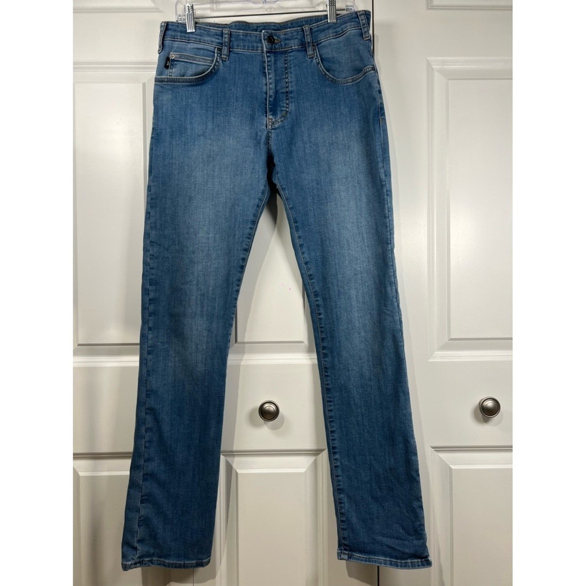 Emporio Armani Men's J45 Regular Fit Straight Leg Wash Demi Blue Jeans 32x32