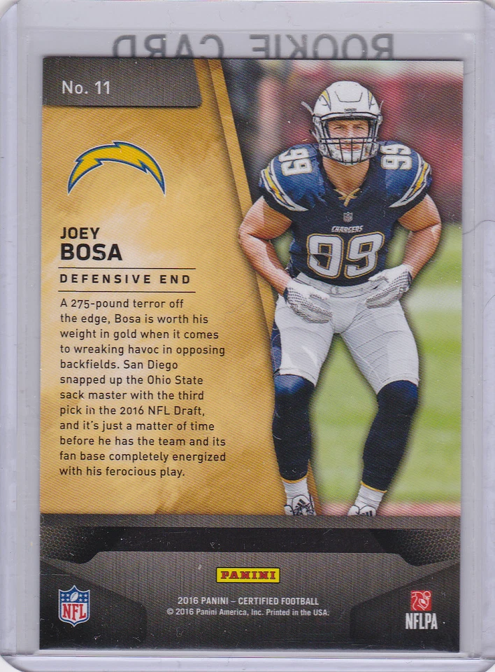 Joey Bosa RC San Diego Chargers 2016 CERTIFIED GOLD TEAM Football ROOKIE CARD - Image 2 of 2
