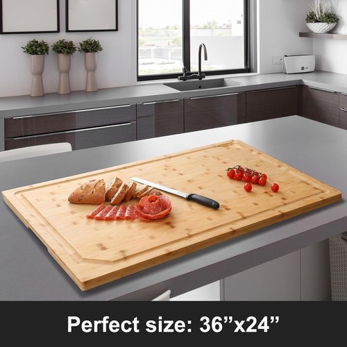 Versatile 36x24 Bamboo Butcher Block with Juice Groove - Perfect for Home Chefs - Picture 4 of 9