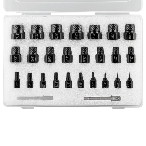 26pc Screw Extractor Set Hex Head Multi-Spline Damaged Bolt Nut Remover Tool US - Picture 4 of 17