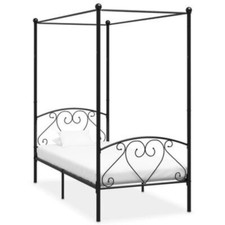Canopy Frame Bed Modern Single Base Bedroom Metal Platform 4-Poster Bed Frame