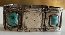 Vintage Mexican Taxco EL Tesoro Sterling Silver Turquoise Bracelet