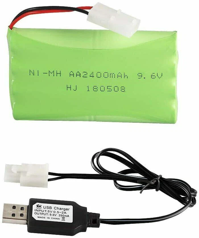 9.6V 2400mAh NiMH Rechargeable Battery KET-2P Connector USB Charger Cable For RC - Image 2 of 4