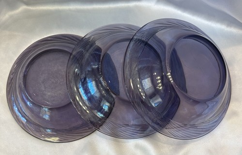 Pyrex Festiva Amethyst Glass Soup/Salad Bowl W/Swirl Rim 7.5" Set Of 3 - Picture 6 of 16