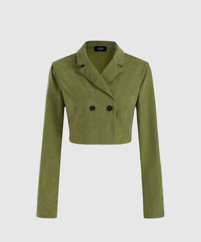 Cider Solid Green Cropped Jacket Size M - image 1