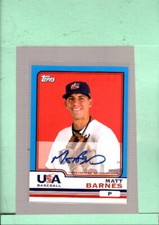 2010 Topps Chrome USA Baseball Autographs #USA2 Matt Barnes MINT Auto ID:45932