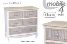 MOBILE COMODINO IN LEGNO 4 CASSETTI CON CASSETTO 80*40*80 CM TOD-729003