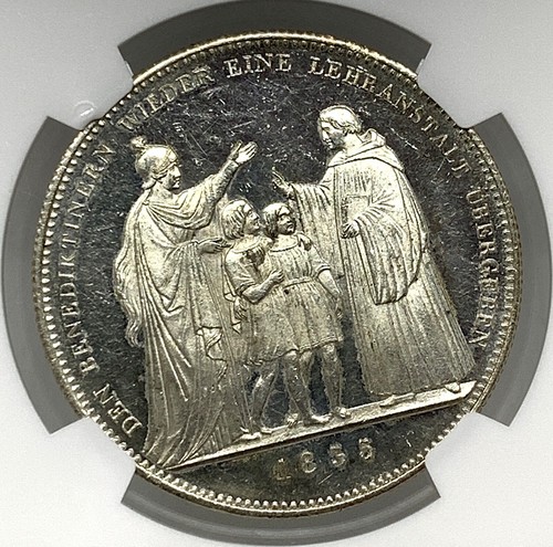 German States Bavaria 1835 Taler Coin Thaler NGC MS 62 PL STG/PP UNC BENEDICTINE - Picture 2 of 4