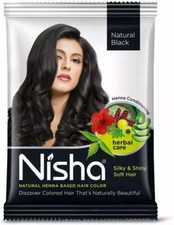 Nisha Natural Colour Hair Henna Powder Black, 10 g - Pack of 10