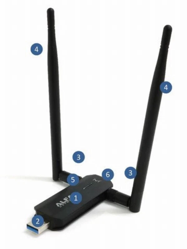 ALFA AWUS036AXM WiFi 6E USB 3.0 USB Adapter, AXE3000 Tri-Band 6Ghz/5.8GHz/2.4GHz - Image 2 of 4