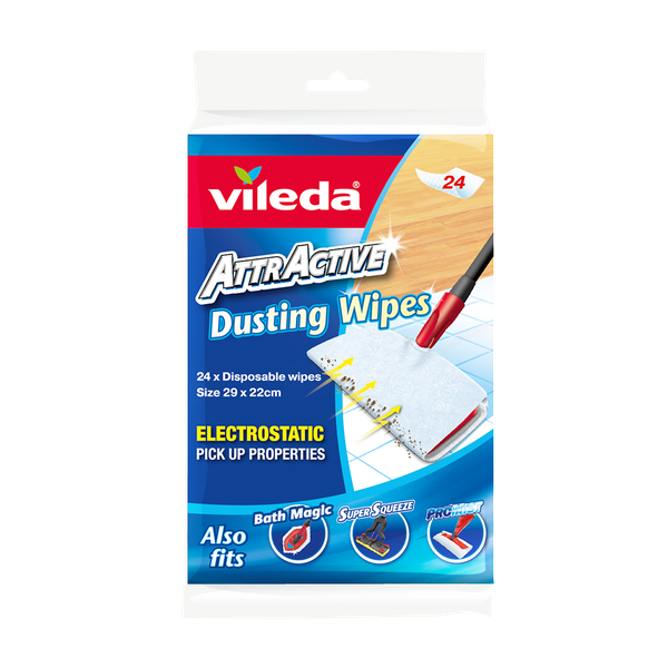 Vileda Attractive Dry Dusting Electrostatic Wipes Refills 24pc for sale