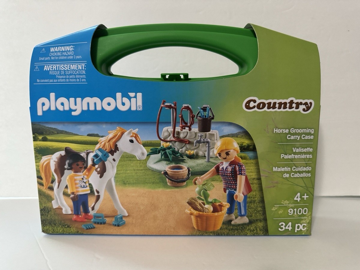Playmobil #9100 Horse Grooming Carry Case New Factory Sealed P1