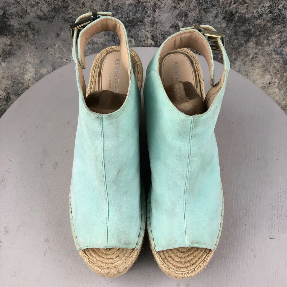 Kenneth Cole NY 女式 9.5 码 Olivia 蓝色麂皮绒高跟鞋楔形鞋 — 第 3/4 张图片