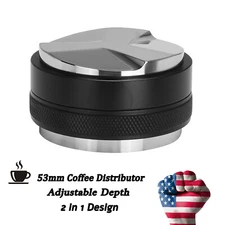 53mm Coffee Distributor Tamper Leveler Tool Dual Head Espresso Powder Hammer USA