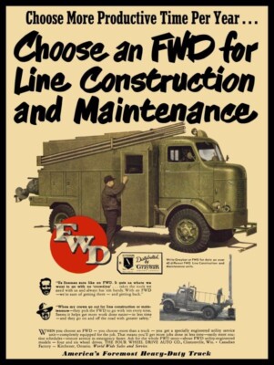 1951 FWD Four Wheel Drive Trucks w. Graybar New Metal Sign: 9x12'' Ships Free