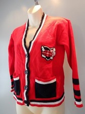 Scotty Red Plaid Tartan Club Sister Knit Cardigan Sweater Scotties Top Youth L