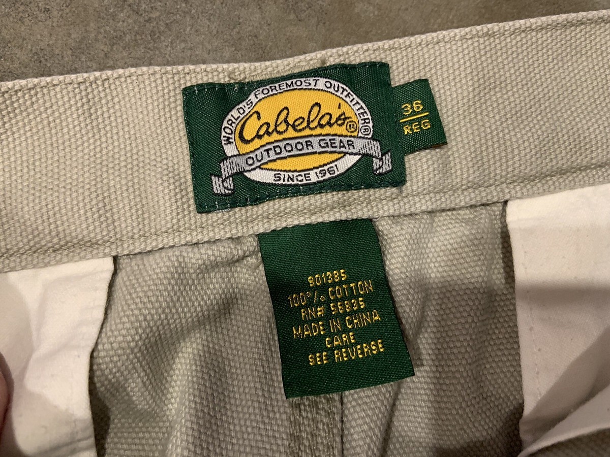 Cabelas Outdoor Work Thick Khaki Pants 100% Cotton Size 36