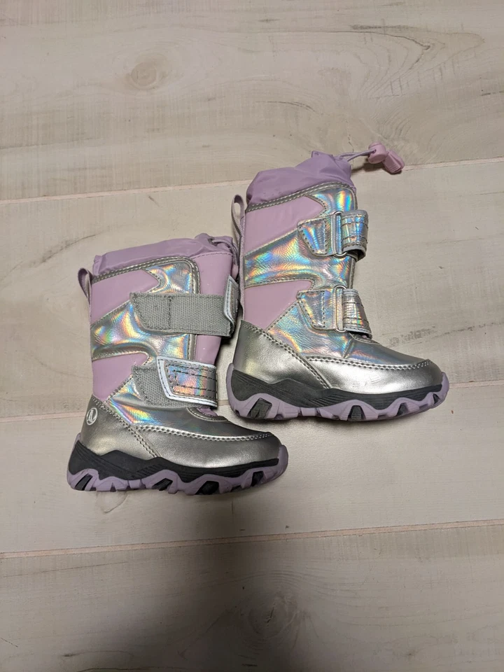 Lands End зимние пухлые снег ботинки Baby фиолетовый переливающийся ребенка ясельного возраста размер 5 новый без ЯРЛЫКОВ - Изображение 4 из 4