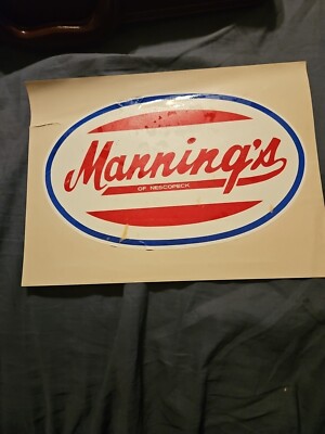 Vintage Rare scarce. Mannings Of Nescopeck. Sticker. 10''x6''. No longer exist. 