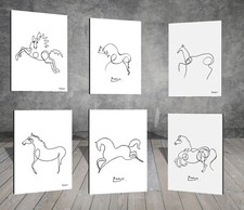 Pablo Picasso pen  ink line drawing Sketch Horse ANIMAL CANVAS POSTER PRINT 793X