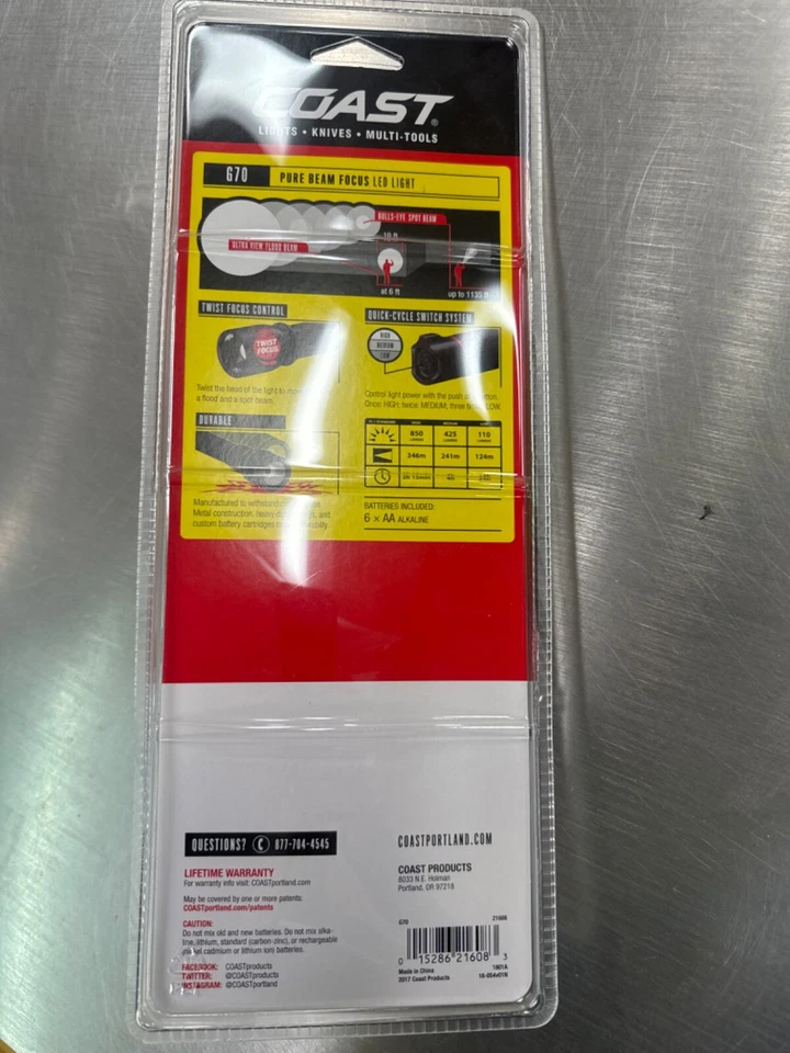 Coast G70 850lm Black LED Flashlight AA Battery - Image 2 of 2