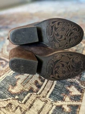 Sofft Tara Leather Booties, brown, women's size 10.